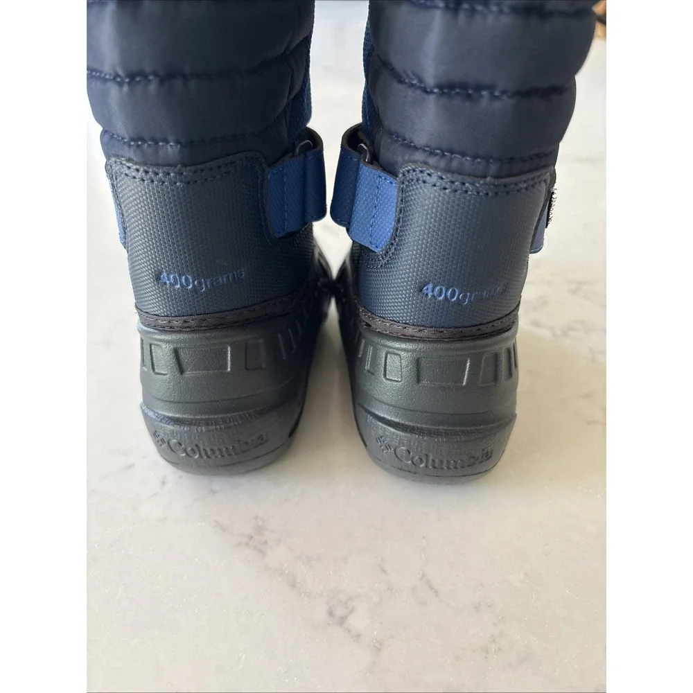 Columbia Snow Boots Kids Boys 5 Powderbug Plus II Blue Insulated Waterproof